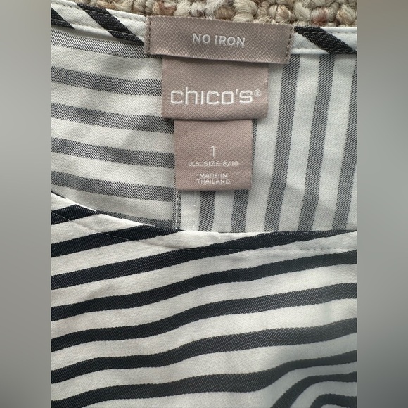 Chicos Size 1 No Iron Pullover Mixed Multi Stripe size S - Picture 3 of 12